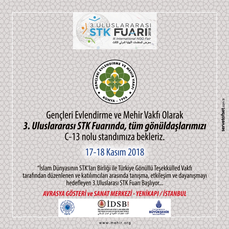 3.ULUSLARARASI STK FUARI´NDA VAKFIMIZIN STANDINA BEKLİYORUZ.. 