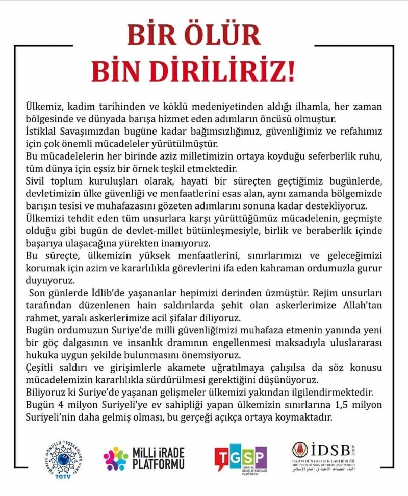 MÜT. HYT. BŞK.MIZ ´´BİR ÖLÜR BİN DİRİLİZ´´  BASIN AÇIKLAMASINA KATILDI 