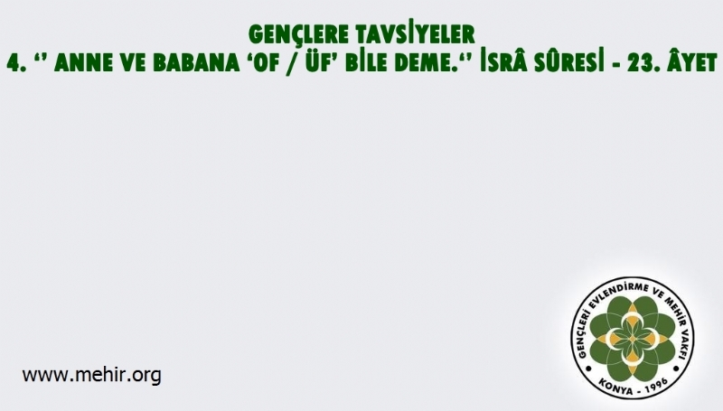 GENÇLERE TAVSİYELER..! 