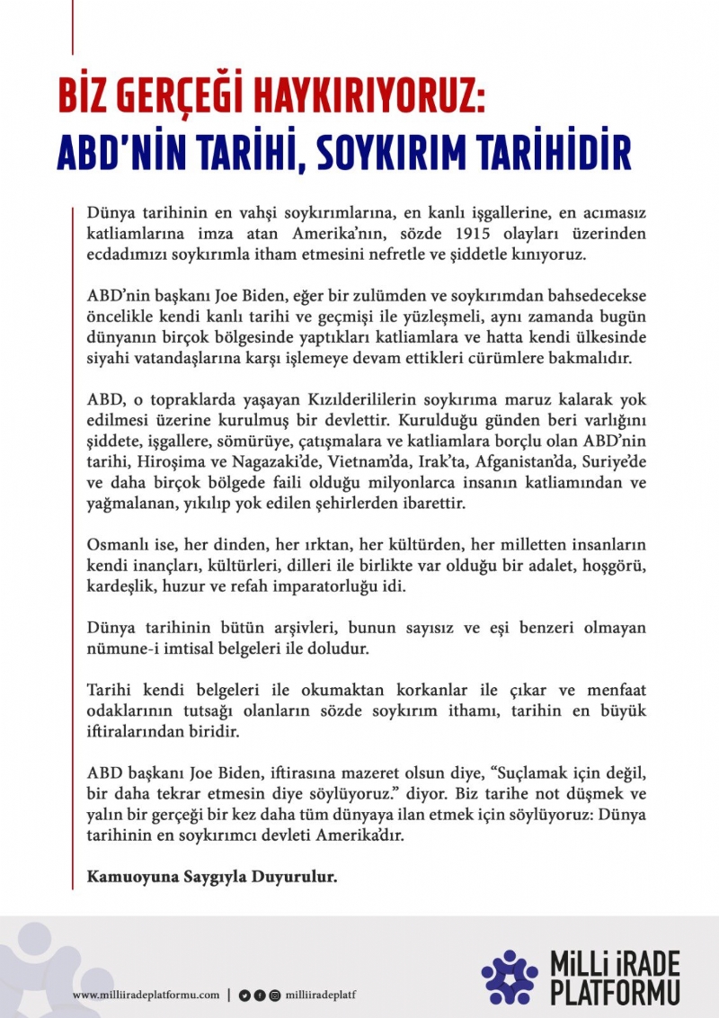 BİZ GERÇEĞİ HAYKIRIYORUZ: ABD’NİN TARİHİ, SOYKIRIM TARİHİDİR.. 