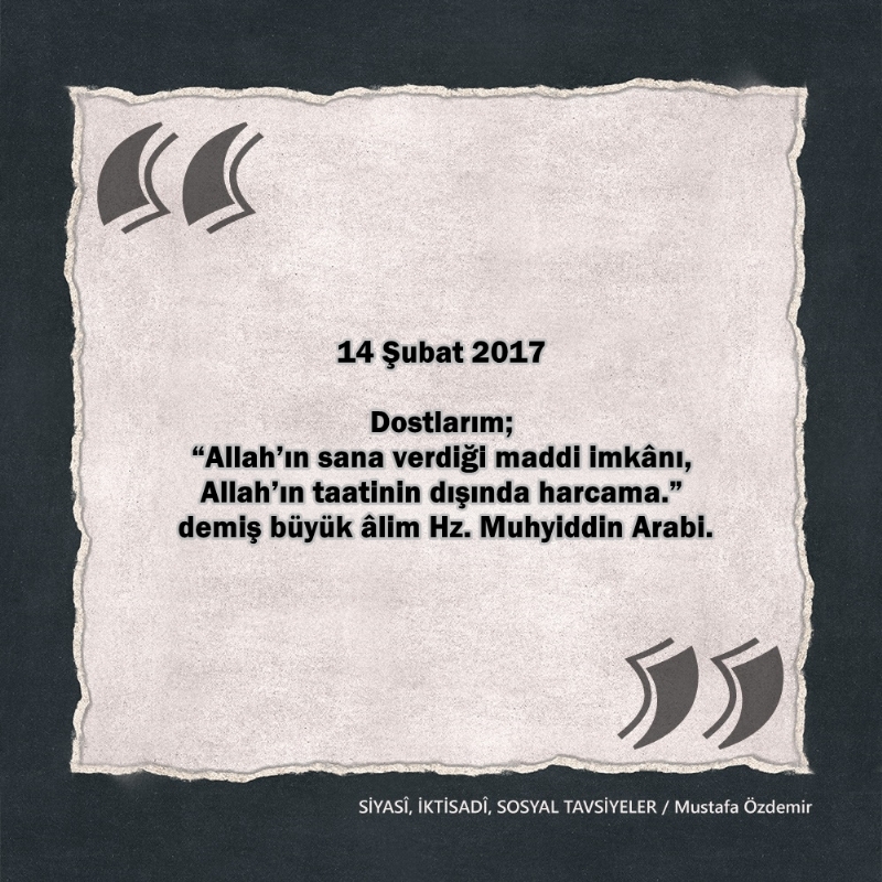 SİYASî, İKTİSADî VE SOSYAL TAVSİYELER...