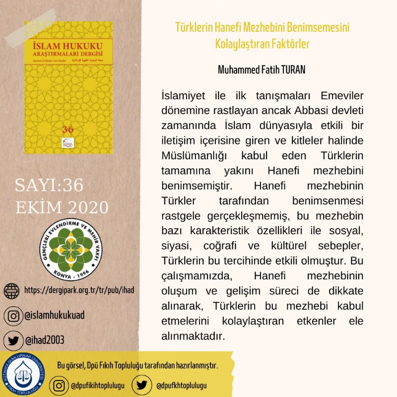 İSLAM HUKUKU ARAŞTIRMALARI DERGİSİ 36. SAYIDAN KESİTLER... 