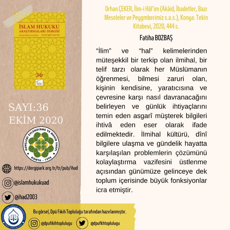 İSLAM HUKUKU ARAŞTIRMALARI DERGİSİ 36. SAYIDAN KESİTLER... 