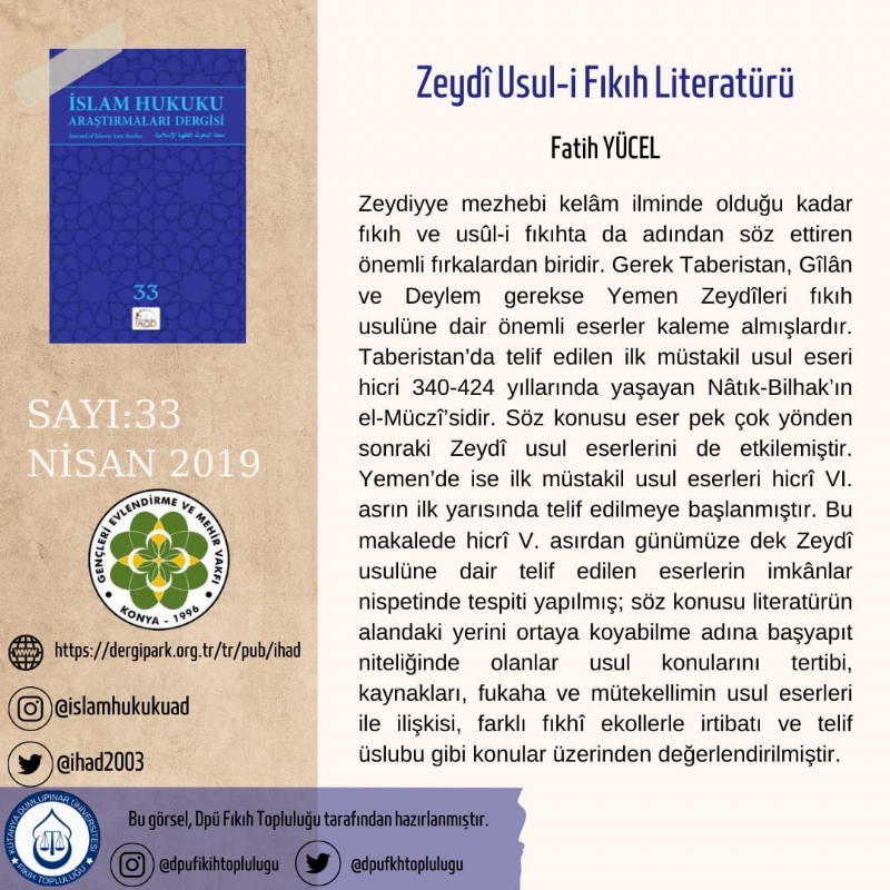 İSLAM HUKUKU ARAŞTIRMALARI DERGİSİ 33. SAYIDAN KESİTLER... 