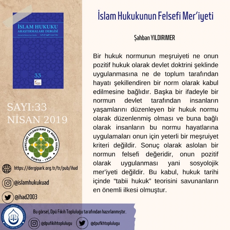 İSLAM HUKUKU ARAŞTIRMALARI DERGİSİ 33. SAYIDAN KESİTLER... 