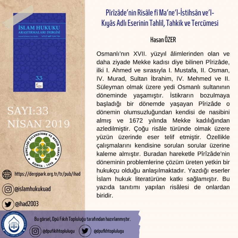 İSLAM HUKUKU ARAŞTIRMALARI DERGİSİ 33. SAYIDAN KESİTLER... 