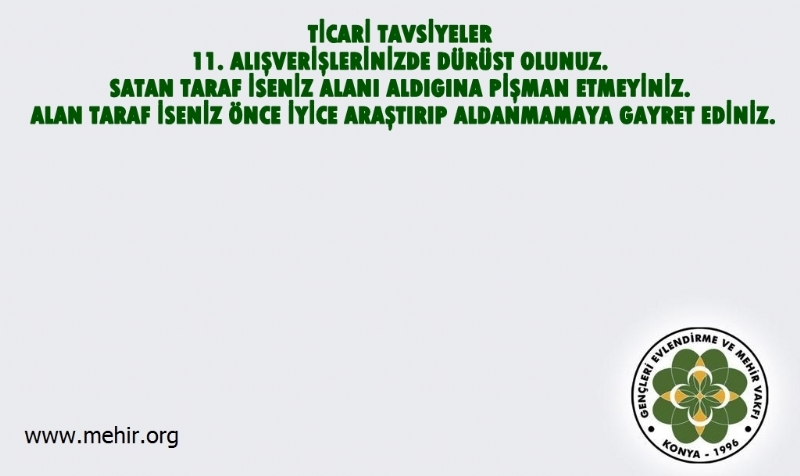 TİCARİ TAVSİYELER..! 