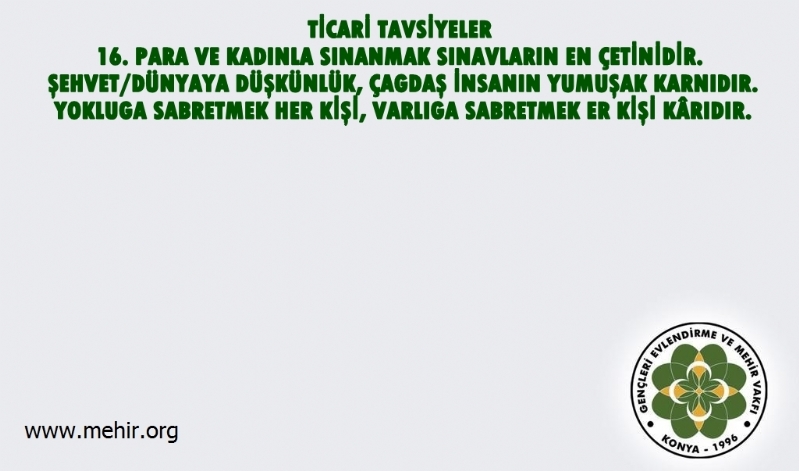 TİCARİ TAVSİYELER..! 