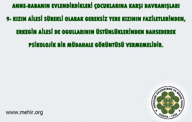 ANNE - BABANIN EVLENDİRDİKLERİ ÇOCUKLARINA KARŞI DAVRANIŞLARI..! 