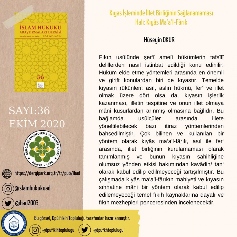 İSLAM HUKUKU ARAŞTIRMALARI DERGİSİ 36. SAYIDAN KESİTLER... 