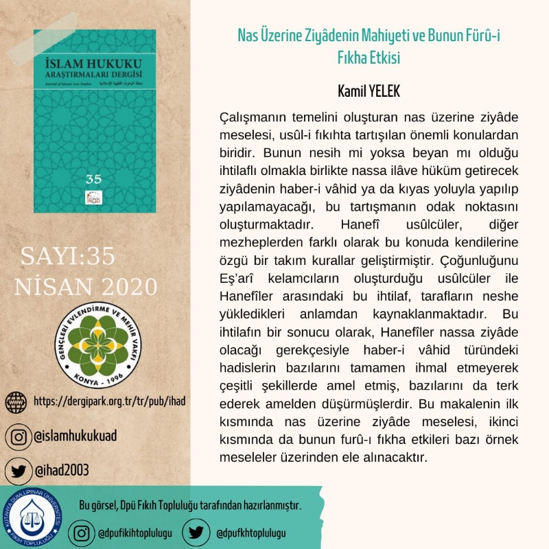 İSLAM HUKUKU ARAŞTIRMALARI DERGİSİ 35. SAYIDAN KESİTLER... 